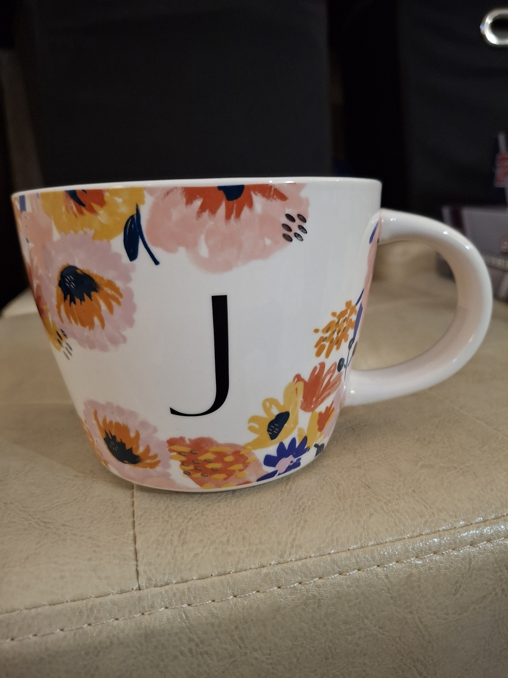 Opalhouse Floral Monogram Mug in Pink, Yellow & Blue